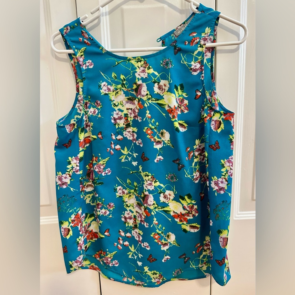 Daniel Rainn Teal Floral Top boho petite small